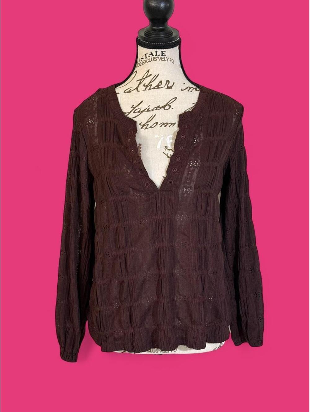 Frye Women's Brown and Burgundy Blouse